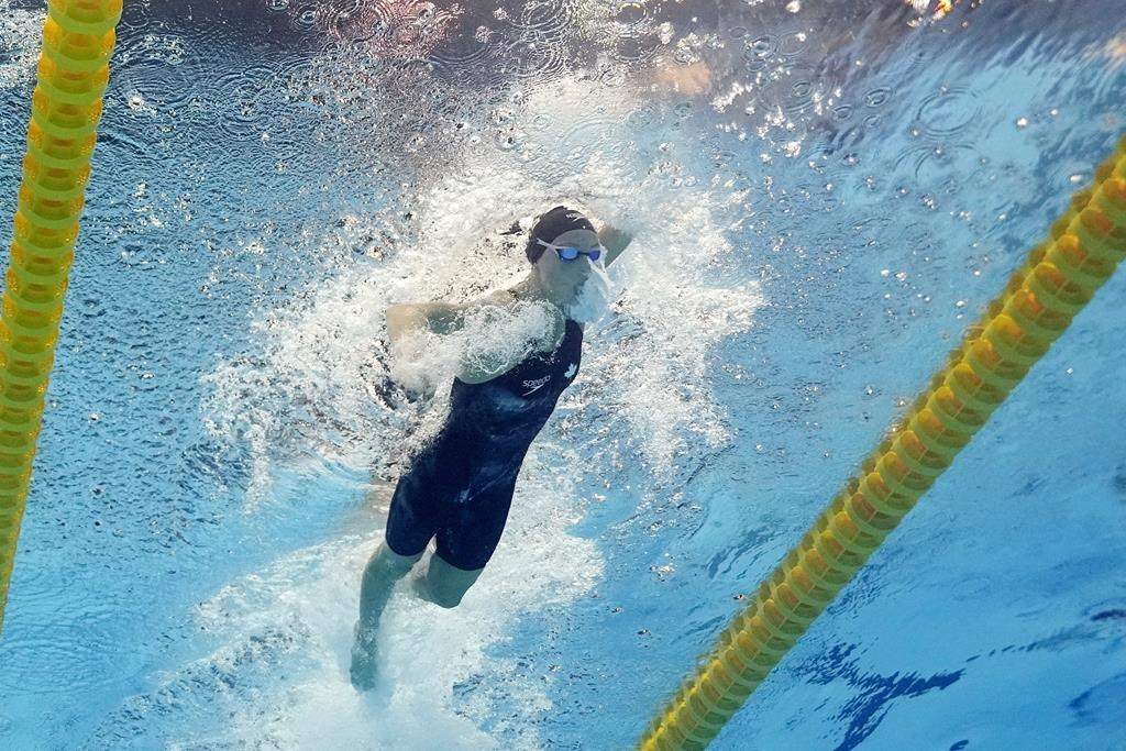 Summer McIntosh of Canada competes in the women's 200-metre freestyle final at the World Swimming Championships in Fukuoka, Japan, Wednesday, July 26, 2023. THE CANADIAN PRESS/APDavid J. Phillip