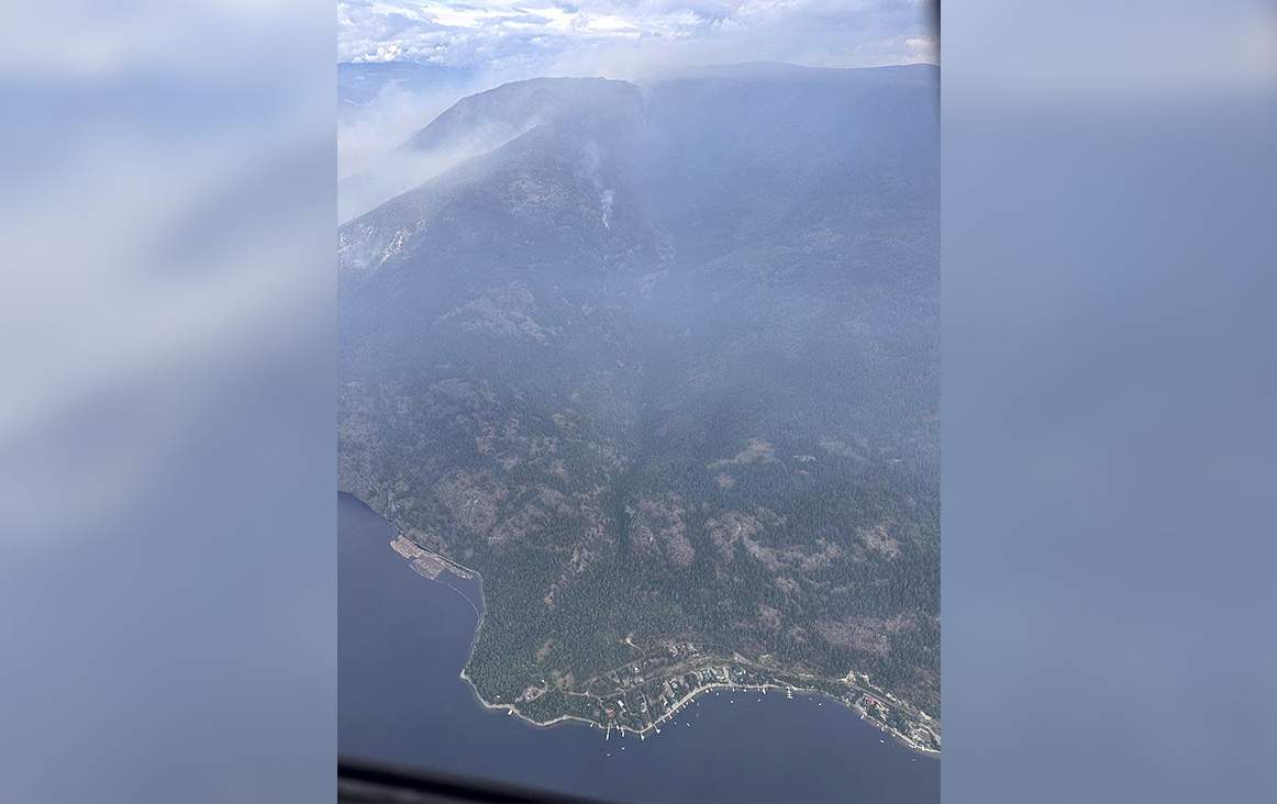 An aerial image of the south flank of the Lower East Adams Lake wildfire. The photo was taken on Wednesday morning, July 26, at approximately 10:30 a.m.