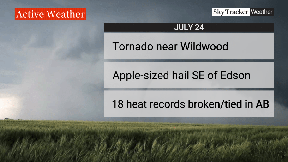 Active weather headlines from July 25, 2023.Active weather headlines from July 25, 2023.