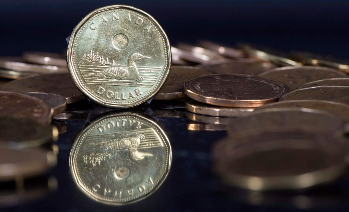 Canadian dollar coins are displayed in Montreal, Friday, January 30, 2015.