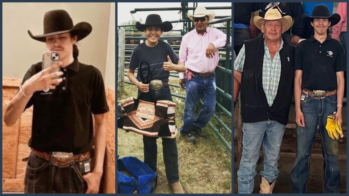 Undated photos of Seth Saulteaux, the 19-year-old bull rider from Maskwacis killed during a July 1 rodeo on the Stoney Nakoda First Nation. (Supplied/Saulteaux family)