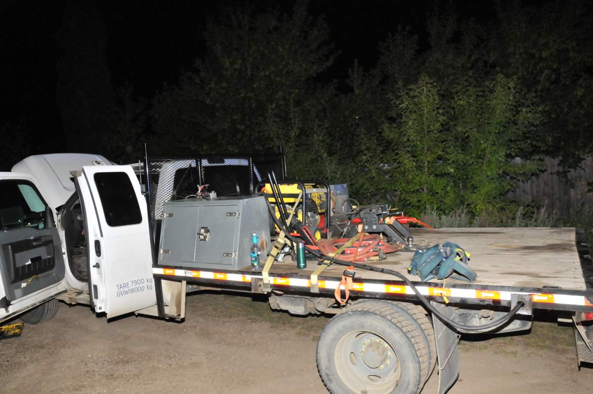 The Ford F550 police located in Delburne, Alta.