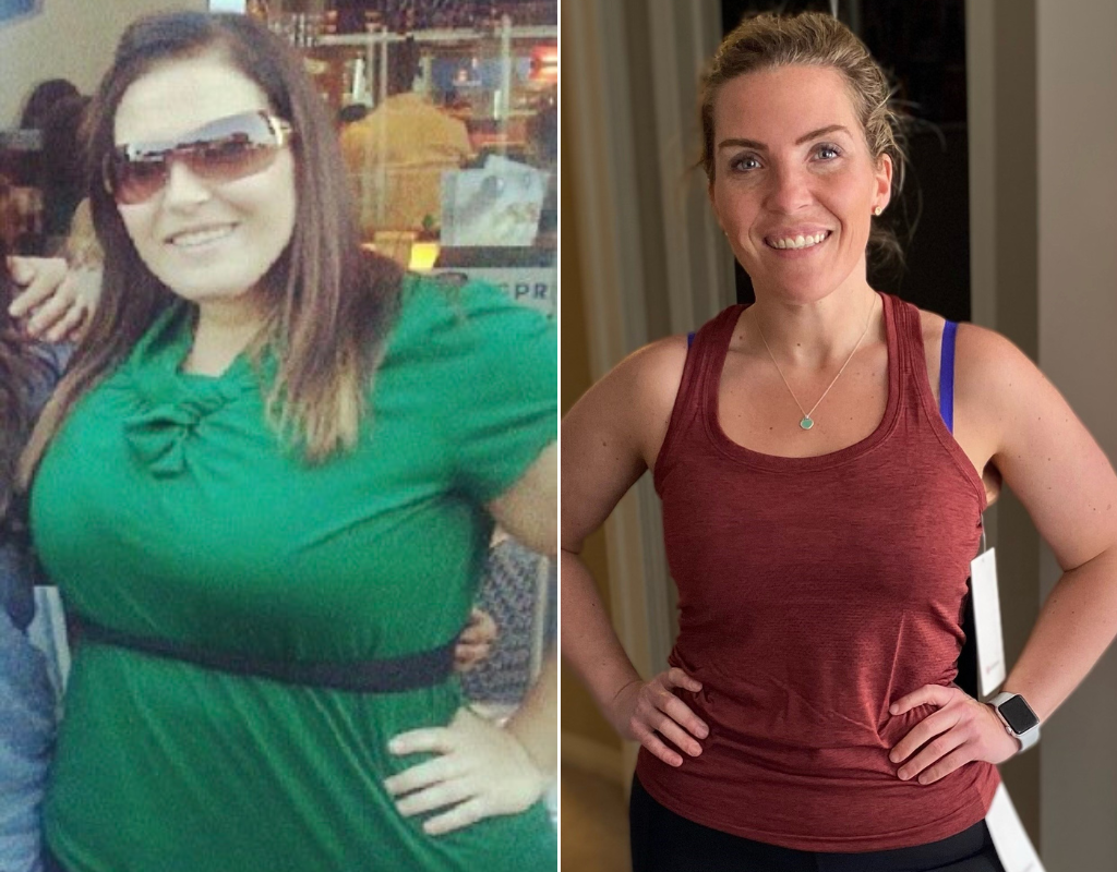Susanne Brown, left, before Ozempic, and right, after taking the drug