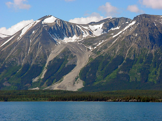 The Rock Glacier in Atlin, B.C. is seen in July 2001. The B.C. government declared a state of emergency for the northwestern Stikine Region on Mon. July 10, 2023, whose largest population centre is Atlin. The Little Blue River wildfire has been burning out of control in the area since July 6, 2023.