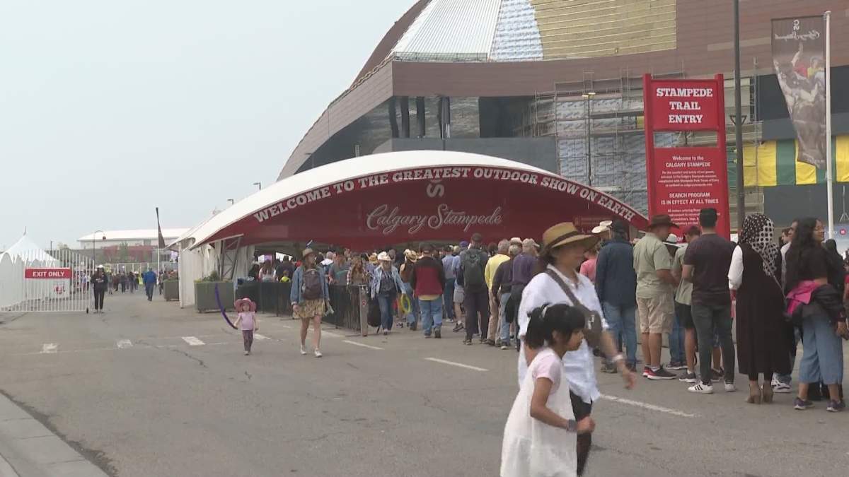 Wildfire smoke in Calgary at the Stampede on Friday, July 14, 2023.