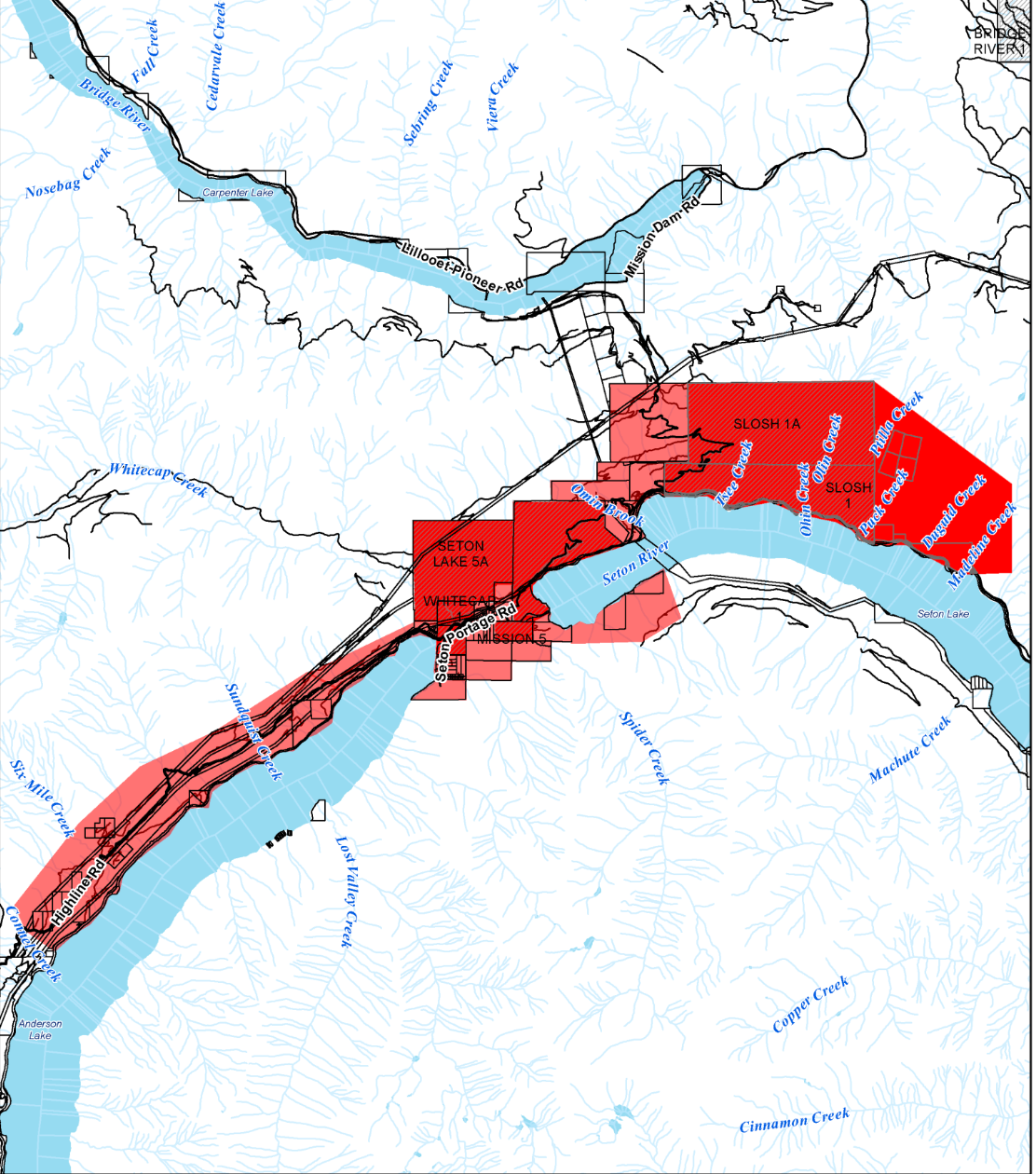 Map of evacuation area. Squamish-Lillooet Regional District