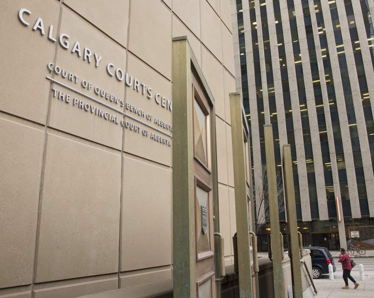 The outside of the Calgary Courts Centre in downtown Calgary.