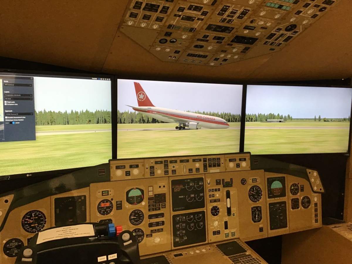 The Gimli Glider Exhibit includes a flight simulator that recreates the conditions of the July 23, 1983 incident.