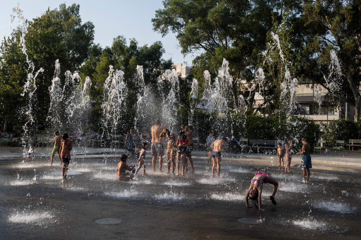 Fountain in Greece during heat wave.