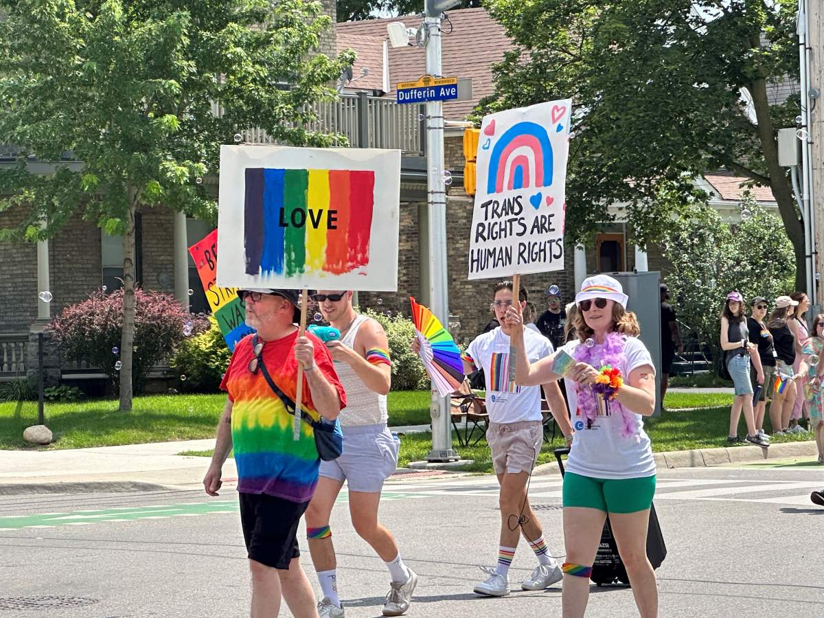 People marching in London's 27th annual Pride Parade.