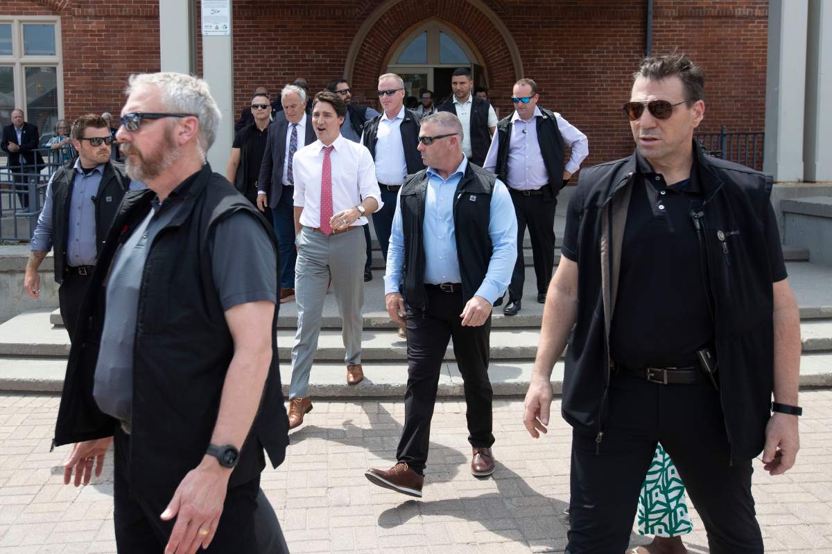 Prime Minister Justin Trudeau arrives in Belleville, Ontario, on Thursday July 20, 2023. THE CANADIAN PRESS/Lars Hagberg