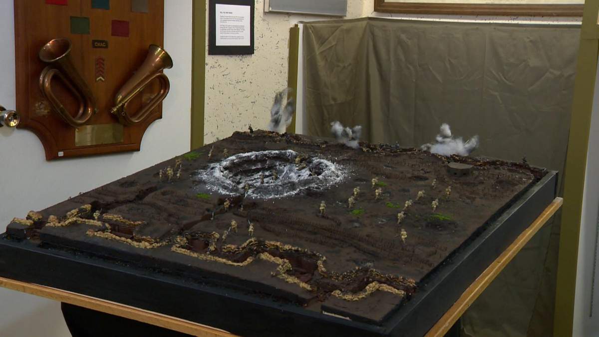 A model of Vimy Ridge Hill 145 at the Saskatoon Military Museum of Military Artifacts.