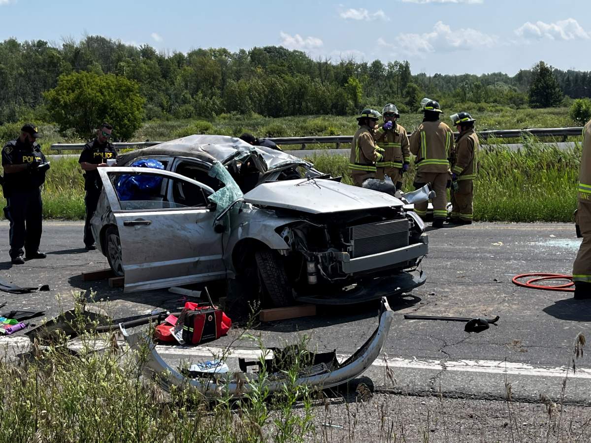 A SUV rolled on Hwy. 115 in Peterborough, sending a driver to hospital on Aug. 9, 2023.