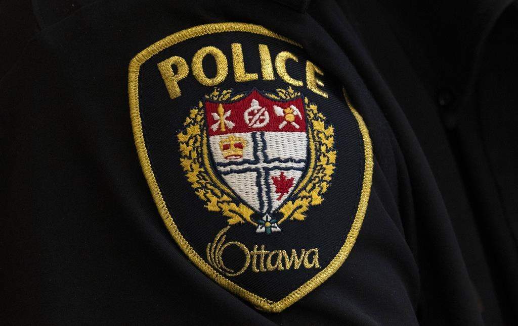 A close-up of an Ottawa Police officer’s badge is seen on Thursday, April 28, 2022 in Ottawa. 