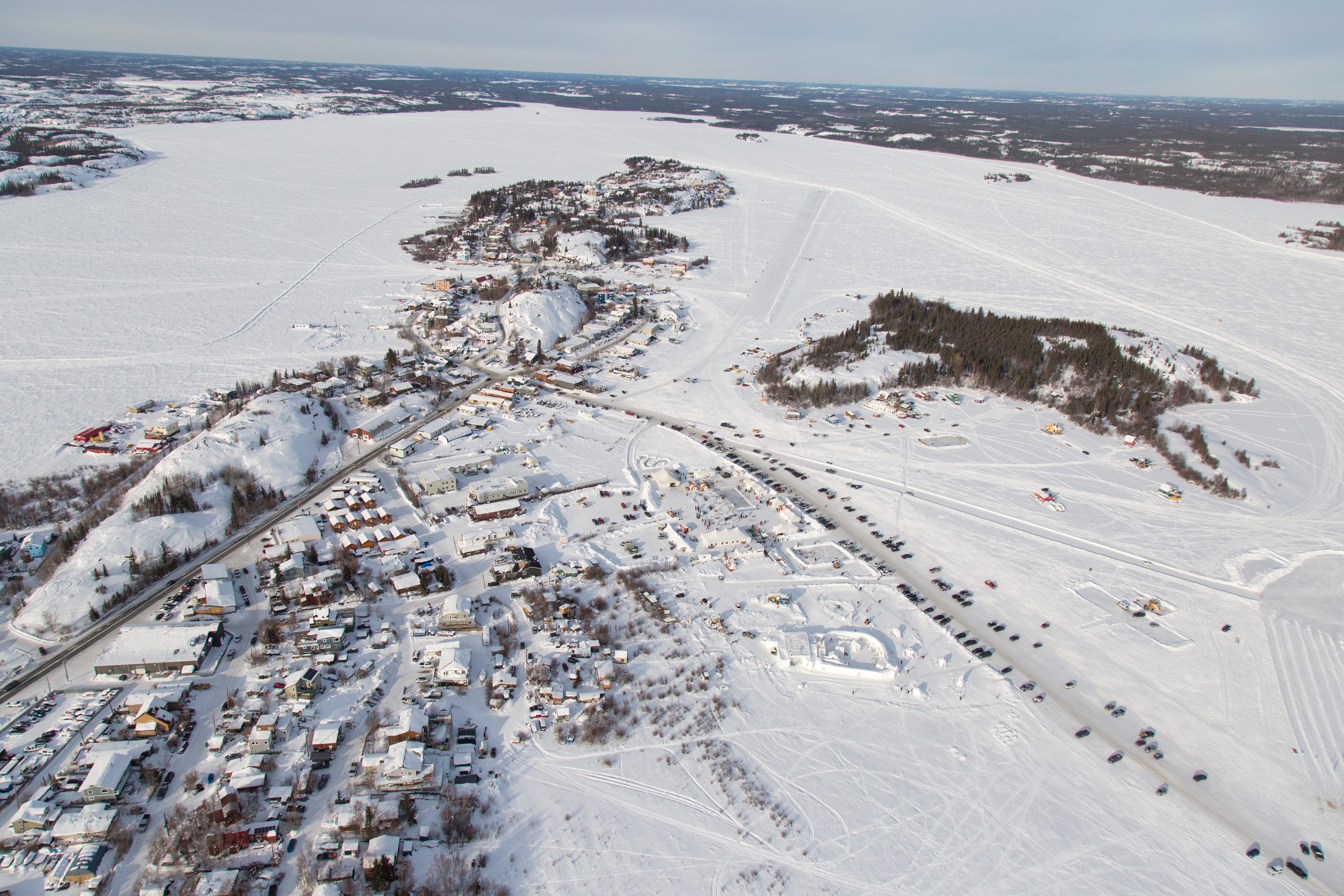 An aerial view of Yellowknife is seen in March 2017. Babineau said the cost of living there is similar to Nova Scotia, but wages are higher.