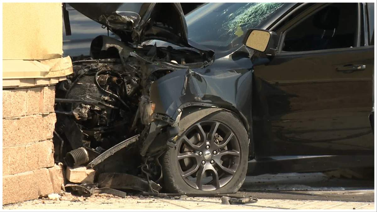 One person was injured when an SUV crashed into the WestHills' Ridley's Cycle on Aug. 1.