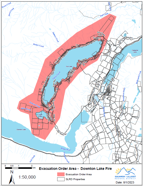 An evacuation order issued Tuesday for residents around Gun Lake due to the Downton Lake fire.