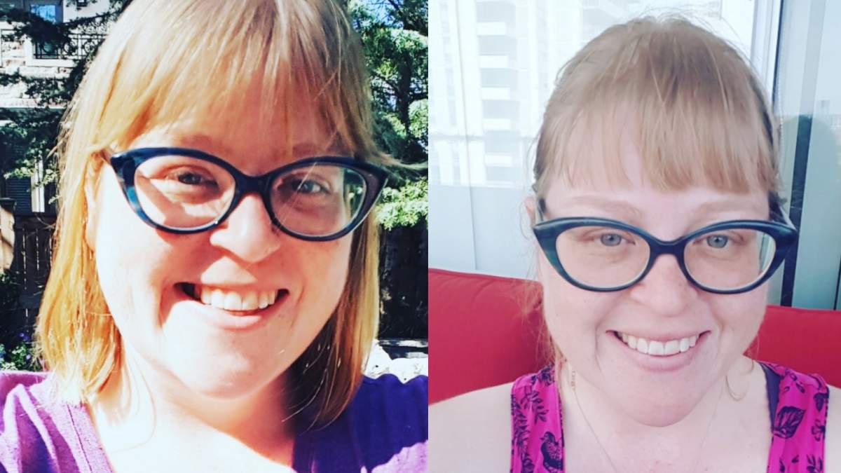 Wright said she went from 280 lbs (left) to 200 lbs (right) after taking Ozempic