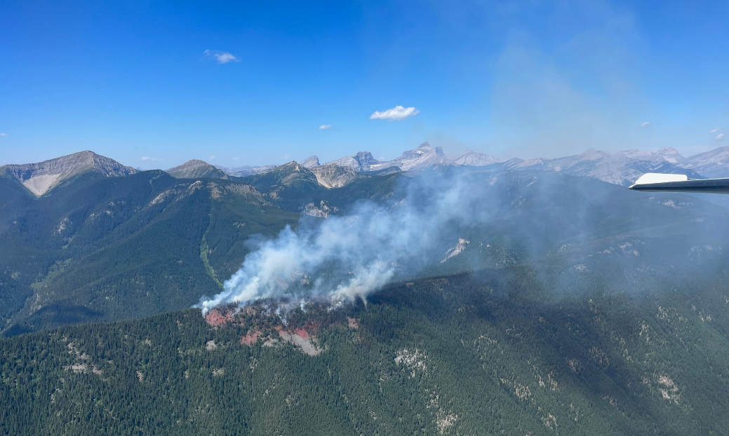The blaze, suspected to be caused by lightning, is considered a wildfire of note, and is burning out of control.