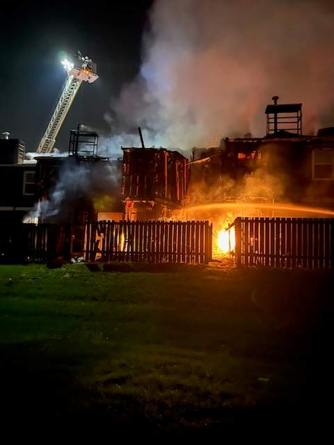 Fire crews responded to a condo that was on fire on Hooke Road around 4 a.m.