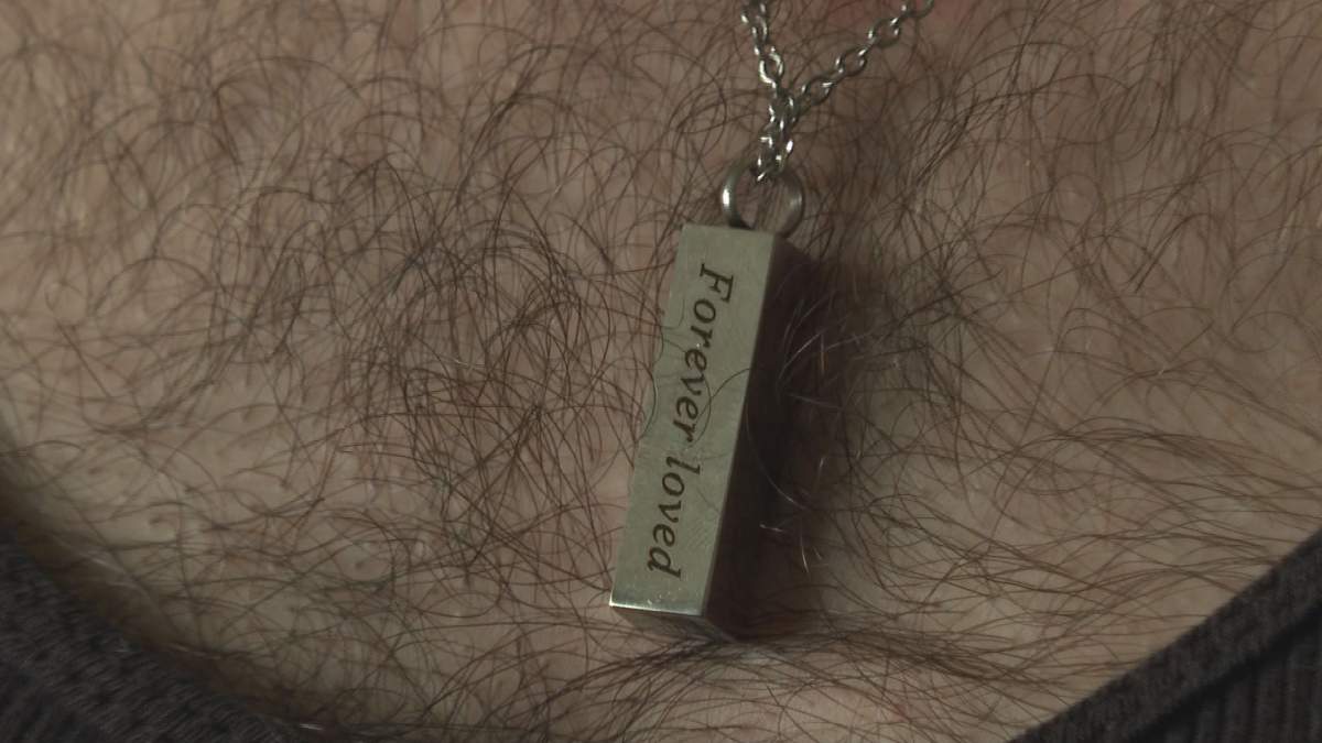 Desmond's family provided both Trenholm and Roy with a necklace containing their late friend's ashes.