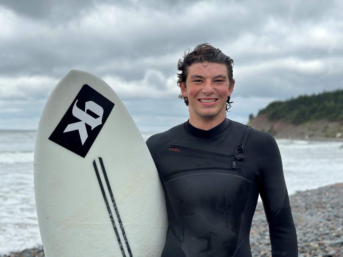 Surfer Lucas Condon-Oldreive spent Thursday catching waves at Nova Scotia’s Lawrencetown Beach.