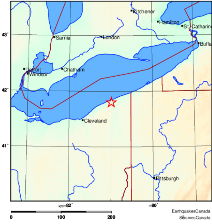 Approximate location of the 4.3 magnitude earthquake that was felt on Sunday, August 27, 2023.