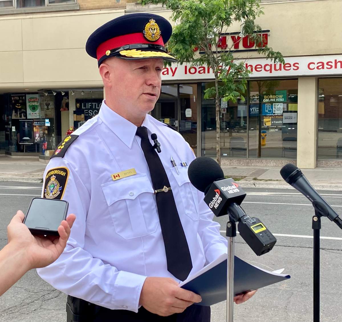 Peterborough Police Service Chief Stuart Betts provides an update on the homicide investigation on Aug. 15, 2023.