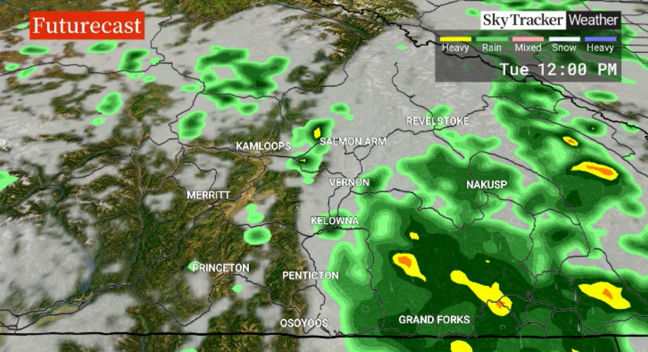 There is a chance of showers during the day on Tuesday.