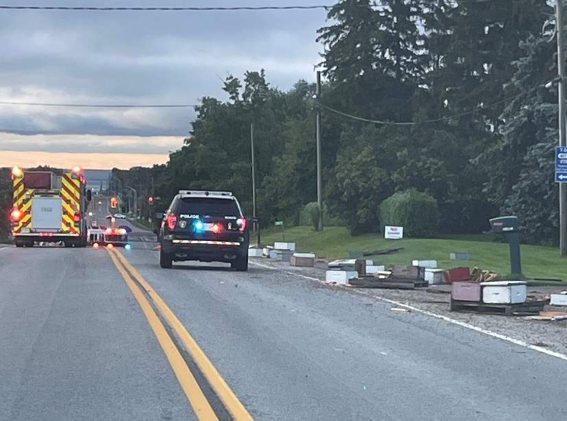 A large load of bees have fallen off a truck in Burlington on Aug. 30, 2023.