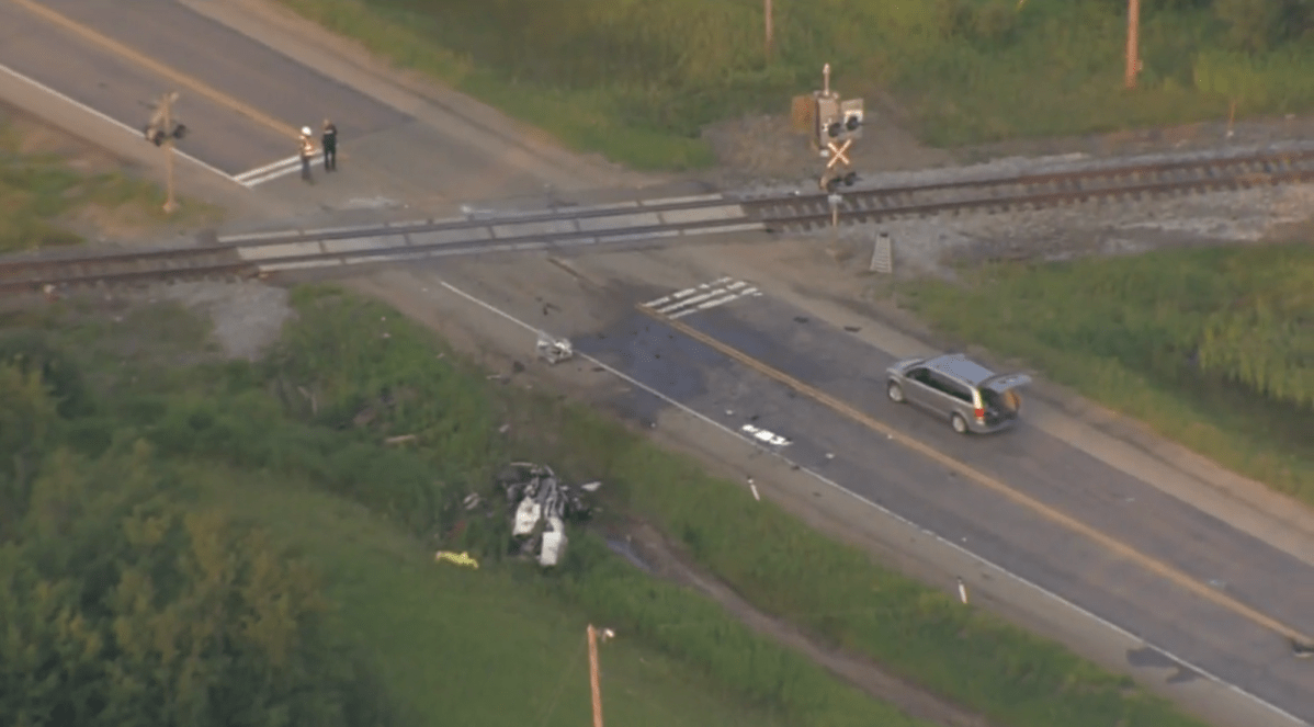 a train and a car collided leaving one dead near Leduc, Alta. on August 3rd, 2023.