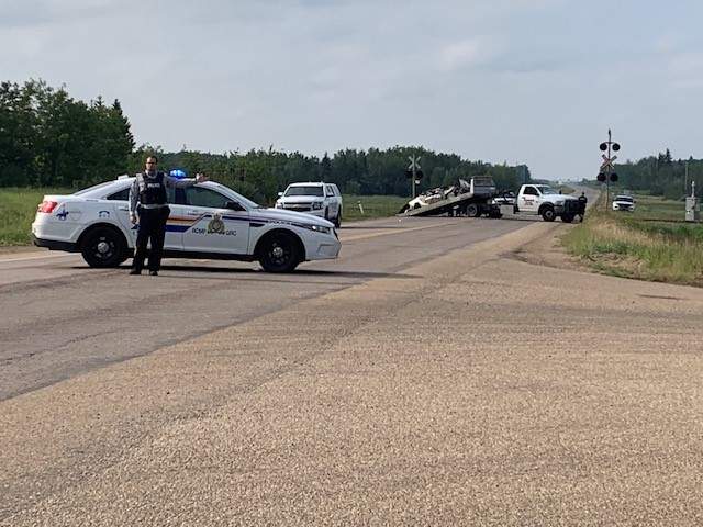 a train and a car collided leaving one dead near Leduc, Alta. on August 3rd, 2023.