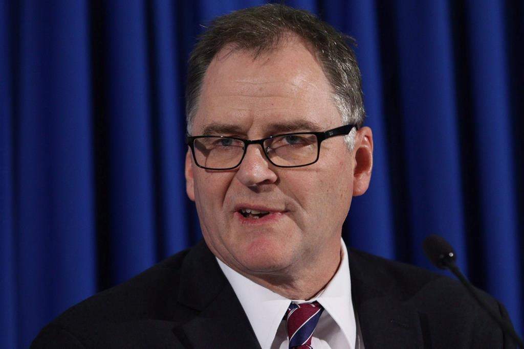 British Columbia's ombudsperson Jay Chalke is calling on the province's Ministry of Children and Family Development to compensate a former youth in care for providing misinformation about government supports. Chalke speaks during a press conference in Victoria, B.C., on Thurs. April 6, 2017.