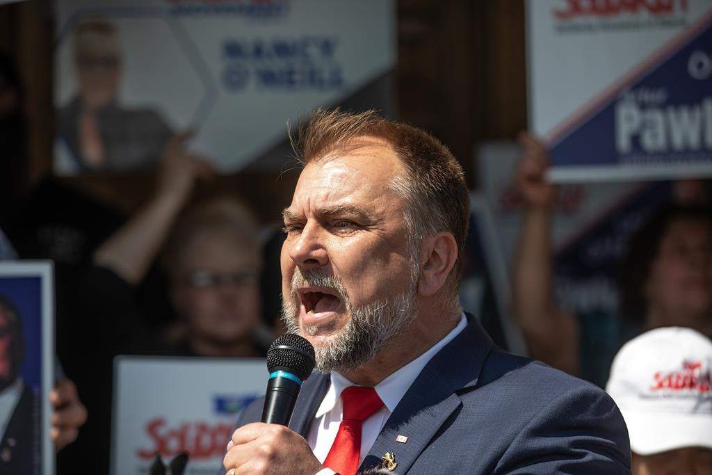 Artur Pawlowski holds a press conference in Edmonton on Wednesday, May 24, 2023.