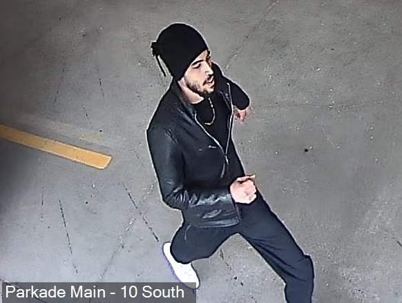 One of the suspects Edmonton police are looking for after a Pride flag was torn down from the Alberta Teachers' Association parkade at 142 Street and 111 Avenue on Wednesday, Sept. 20, 2023.