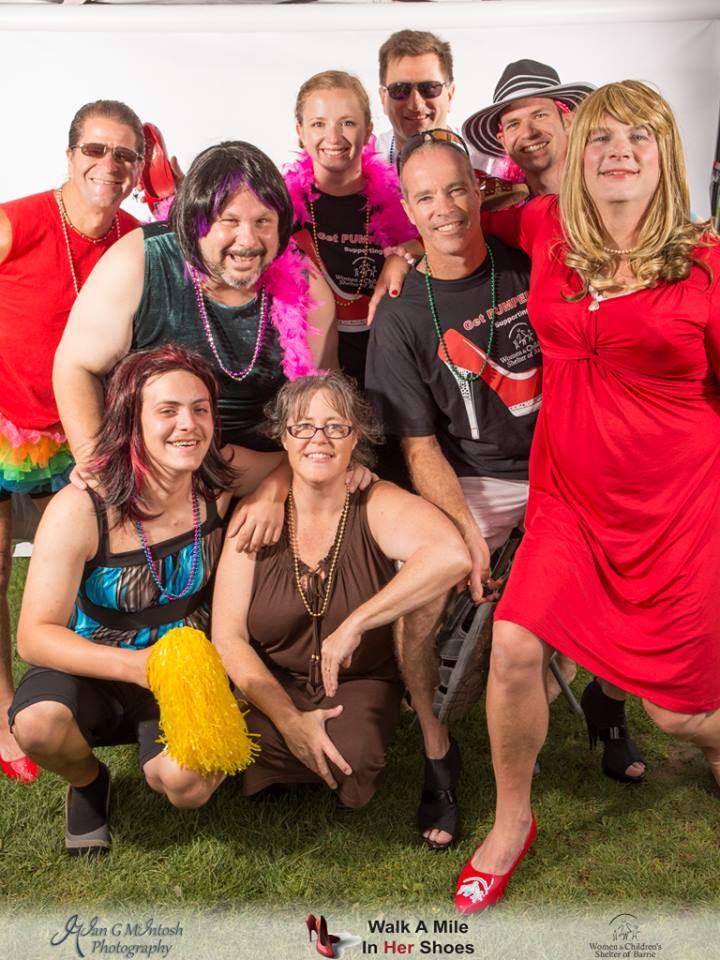 Walk a Mile in Her Shoes participants in Barrie.