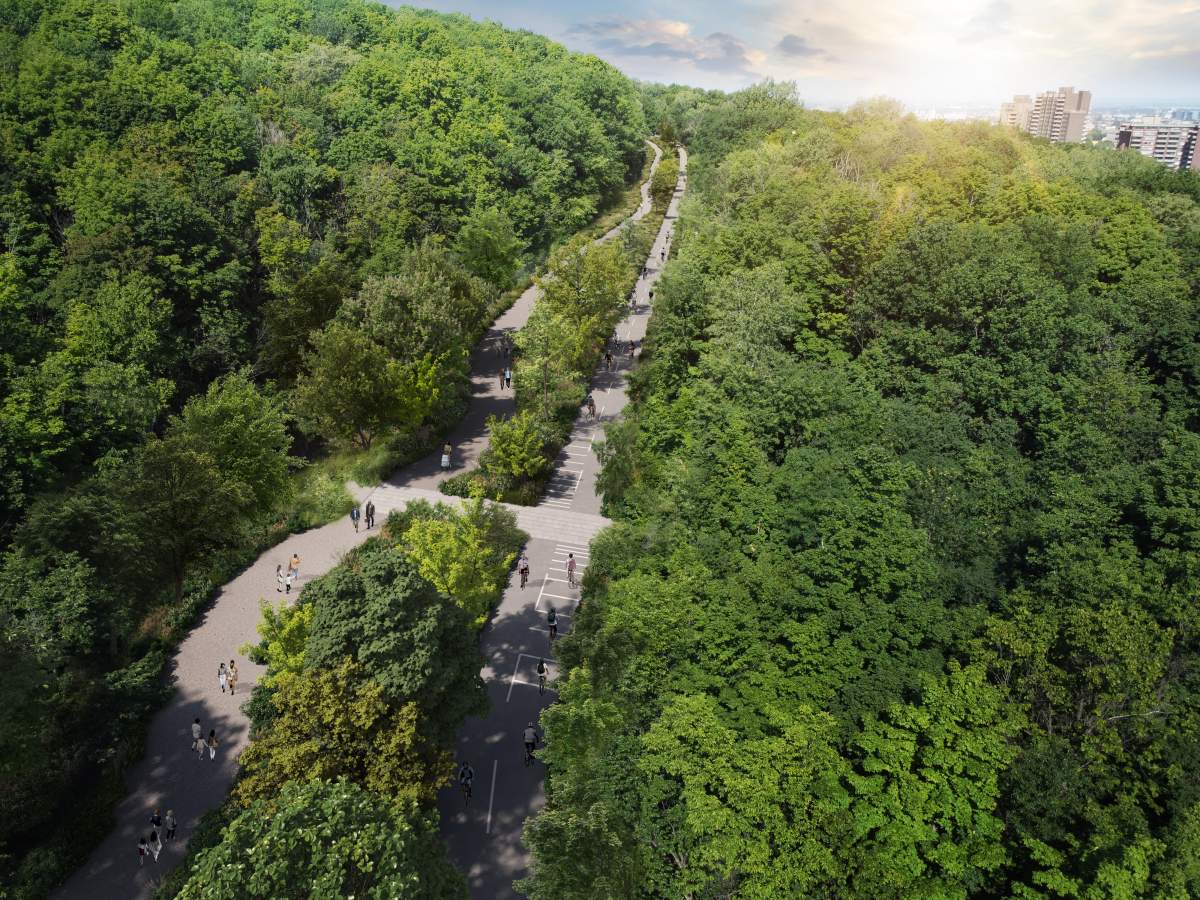 Renderings by the city of Montreal showing their vision for the new Camillien-Houde road.
