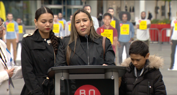 Alexandra Barrera stands with her children at the 2023 BOLO conference. On October 9, 2022, her husband was killed at La Liga Sports Complex.