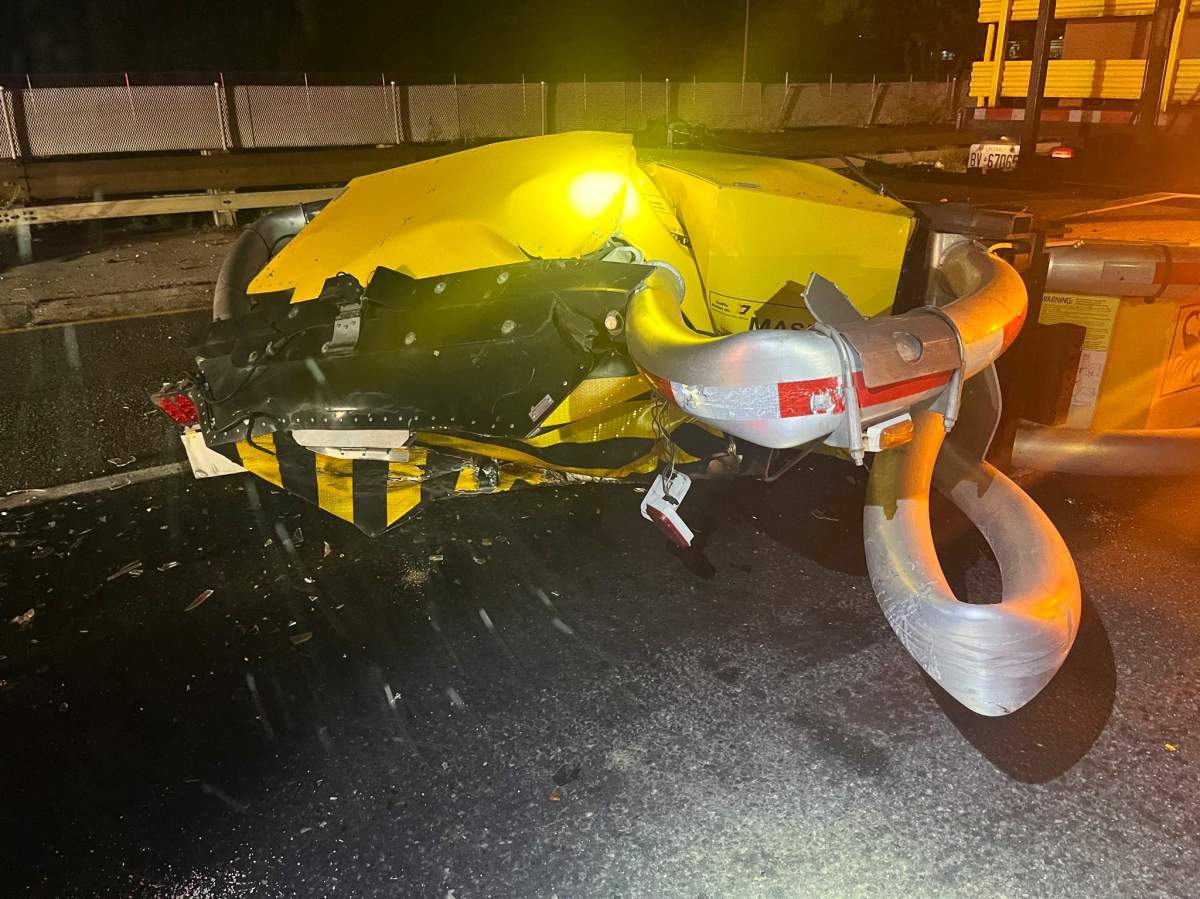 Authorities say the driver slammed into a crash truck that was shielding the initial scene in a live lane of traffic.