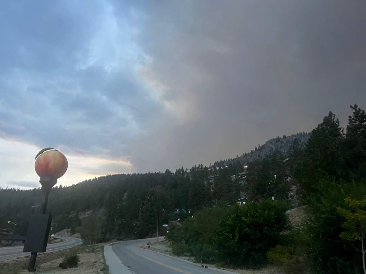 Smoke rises from the Glen Lake wildfire near Peachland.