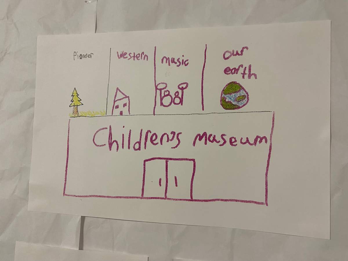 A child’s drawing used in the planning of the new London Children’s Museum at 100 Kellogg Lane