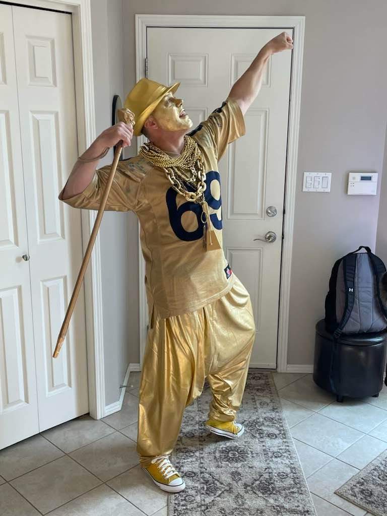 “The Golden Boy” in full regalia.