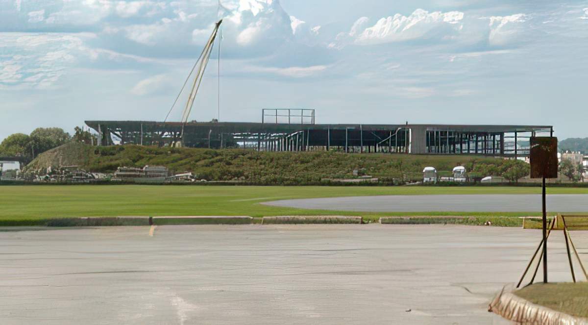 Construction continues on the twin-pad arena at Morrow Park in Peterborough, Ont. Peterborough city council has given notice that it has invoked a buyout clause within the Morrow Park Agreement, asking the Peterborough Agricultural Society to move from its long-term home.