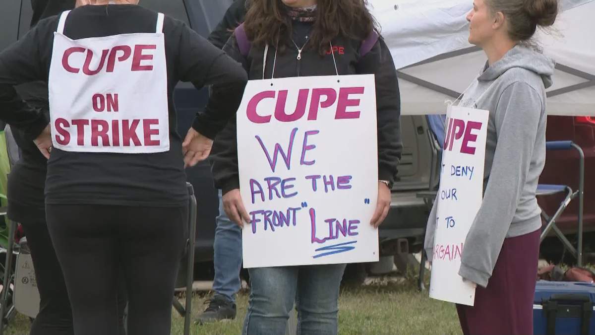 Some city workers on strike in the city of Prince Albert.
