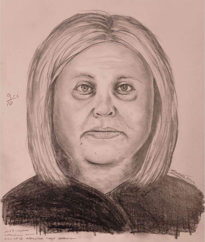 A composite sketch of the suspect in a possible abduction attempt in Pigeon Lake, Alta.
