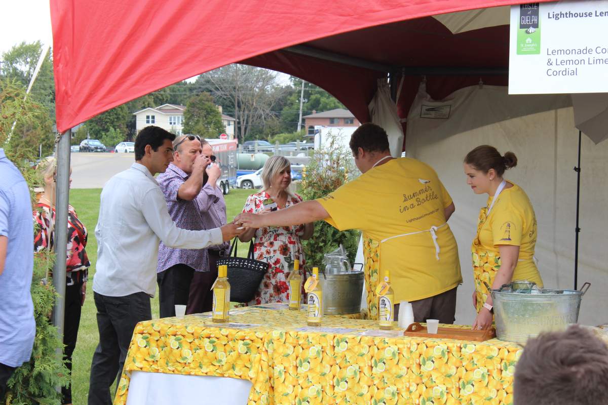 Visitors to Taste of Guelph sampling food and drink.