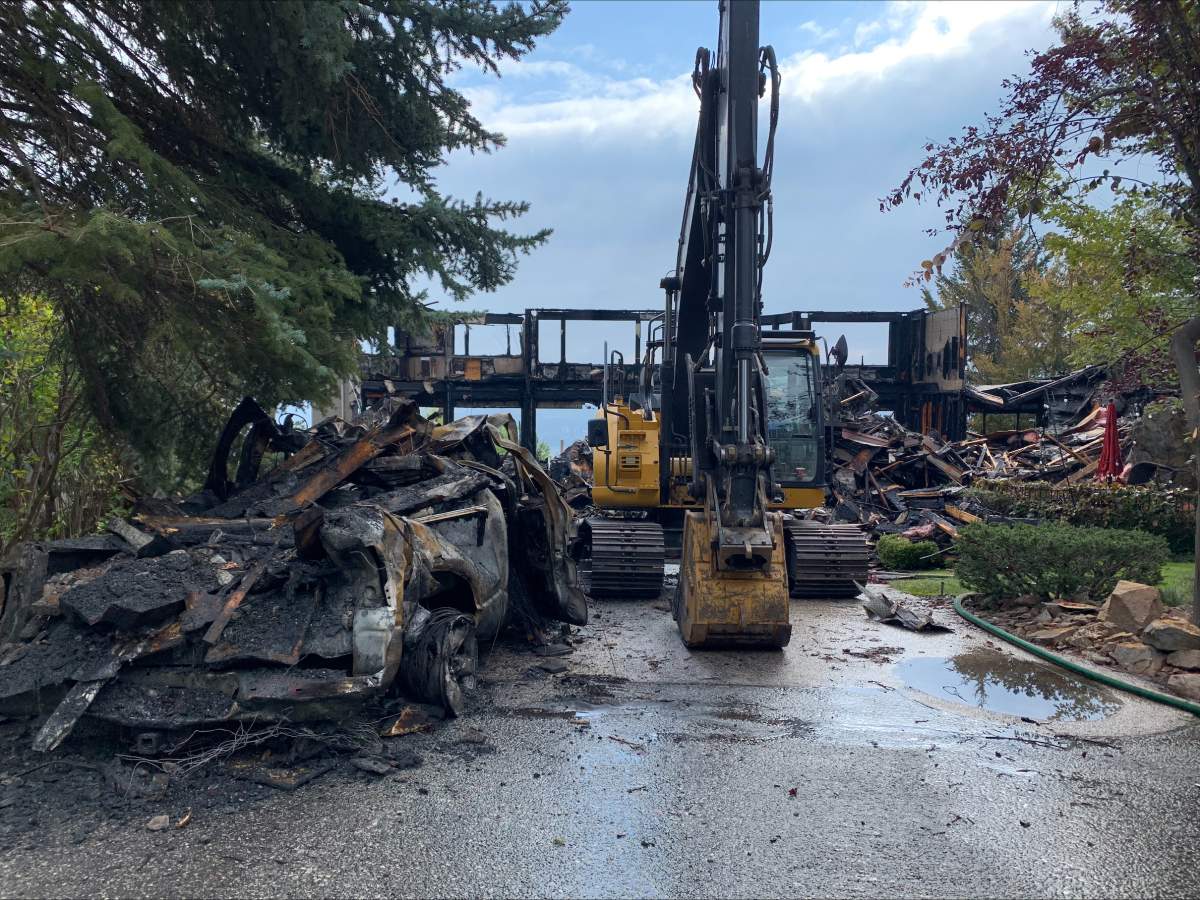 The remnants of a West Kelowna home following an overnight house fire.