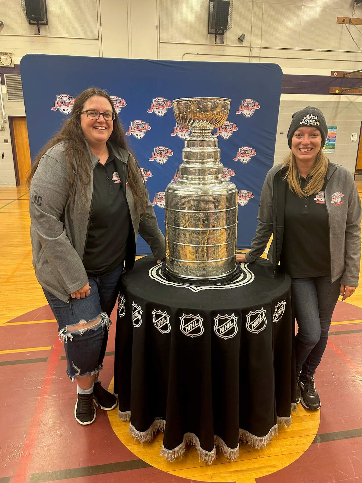 Maryjo Tait (Left) and Jessica Small (Right) are both the co-chairs of the West Lorne Kraft Hockeyville committee.