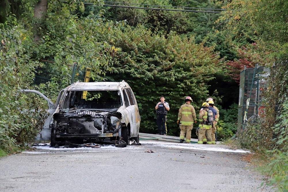 A vehicle fire was reported only 15 minutes after the shooting in Burnaby.