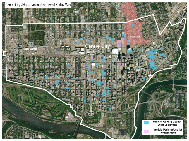 A City of Edmonton report showed there are 275 parking lots in central Edmonton.